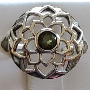 Genuine Czech Moldavite Lotus Ring 7.5 & 8